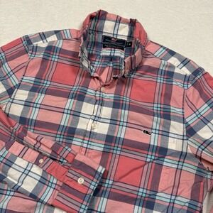 Vineyard Vines Shirt Mens Medium Plaid‎ Slim Fit Tucker Lightweight Button Down